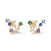 Разноцветные серьги-гвоздики Triones из кубического циркония EJEW-G315-06G