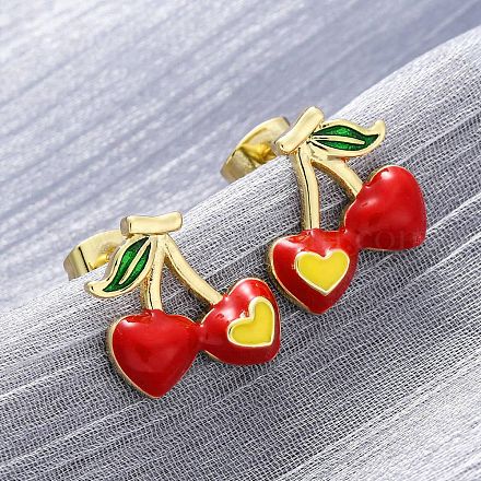 Серьги-гвоздики из вишневой латуни EJEW-H158-03G-1