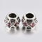Tibetan Style Alloy Rhinestone European Beads, Large Hole Beads, Barrel, Antique Silver, Pink, 10x8mm, Hole: 5mm