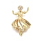 Rack Plating Brass Micro Pave Cubic Zirconia Pendants, Dancer, Lead Free & Cadmium Free, Long-Lasting Plated, Real 18K Gold Plated, 32.5x21.5x6.5mm, Hole: 2.5x4.5mm