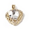 Real 18K Gold Plated Rack Plating Brass Micro Pave Clear Cubic Zirconia Pendants, with Glass, Long-Lasting Plated, Cadmium Free & Lead Free, Heart Charm, Clear, 19x19x8mm, Hole: 5x3mm