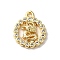 Brass Micro Pave Cubic Zirconia Pendants, Cadmium Free & Nickel Free & Lead Free, Flat Round with Dragon, Real 18K Gold Plated, 15x12x2.5mm, Hole: 1.4mm