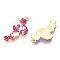 Printed Light Gold Tone Alloy Pendants, Flamingo Charms, Cerise, 28.5x14x2mm, Hole: 1.5mm
