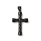 316 Surgical Stainless Steel Pendants, with 304 Stainless Steel Snap on Bails, Cross, Electrophoresis Black, 49x30x7.5mm, Hole: 8x4mm
