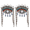 2Pcs Detachable Ethnic Style Evil Eye Appliques, Handmade Tassel Ornament Accessories, with Felt & Rhinestone, Colorful, 143mm