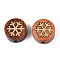 Natural Sandalwood Mala and Brass Finding Beads, Undyed, Flat Round & Snowflake, 14.5x7~7.5mm, Hole: 2mm