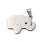 Non-Tarnish 304 Stainless Steel Pendants, Laser Cut, Elephant Charm, Stainless Steel Color, 20x23x1mm, Hole: 5.6x3mm