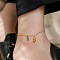 304 Stainless Steel Charm Anklets for Women, Golden, Oval, 7-1/2 inch(190mm)