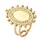 304 Stainless Steel Open Cuff Ring Components, Bezel Cup Ring Settings, Oval, Real 18K Gold Plated, US Size 6 1/4(16.7mm), Tray: 12x8mm