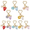WADORN 10Pcs 5 Colors Strawberry Keychain, Cute Strawberry Daisy Flower Keychain Pendant for Key Chains Accessories Decor Strawberry Flower Key Ring Charms for Purse Backpack Handbags Decor