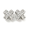 Brass with Clear Cubic Zirconia Charms, Cadmium Free & Nickel Free & Lead Free, X-Shaped, Platinum, 6.5x6.5x5mm, Hole: 1.6mm