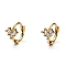 Brass Micro Pave Clear Cubic Zirconia Huggie Hoop Earrings, Ring with Heart, Real 18K Gold Plated, 10x2mm, Pin: 1mm