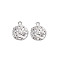 Brass Micro Pave Clear Cubic Zirconia Charms, Nickel Free, Flat Round, Real Platinum Plated, 12x10x1.4mm, Hole: 1.2mm