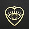 201 Stainless Steel Pendants, Laser Cut, Hollow, Heart with Eye, Golden, 26.5x24.5x1mm, Hole: 2mm