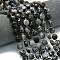 Natural Snowflake Obsidian Beads Strands, Faceted Hexagonal Cut, Flat Round, with Seed Beads, 10~10.5x6mm, Hole: 1mm, about 31~32pcs/strand, 15.35''~15.55''(39~39.5cm)