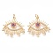 Brass Micro Pave Cubic Zirconia Pendants, with Jump Rings, Long-Lasting Plated, Eye with Star, Clear, Golden, 26x28x2.5mm, Hole: 4.2mm