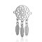 Tarnish Resistant 201 Stainless Steel Links connectors, Woven Net/Web with Feather, Stainless Steel Color, 30x18x1mm, Hole: 1.2mm