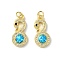 Brass Micro Pave Cubic Zirconia Pendants, Cadmium Free & Lead Free, with Synthetic Opal and Jump Ring, Swan, Real 18K Gold Plated, 21x10x3.5mm, Hole: 3.5mm
