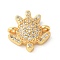 Brass Micro Pave Cubic Zirconia Connector Charms, Cadmium Free & Nickel Free & Lead Free, Tortoise, Real 18K Gold Plated, 14x13.5x4mm, Hole: 1.4mm