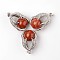 Eagle Claw Alloy Natural Red Jasper Pendants, Platinum, 34~36x22~24x16mm, Hole: 5x8mm