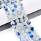 Dyed Natural White Jade Beads Strands, Two Tone, Faceted, Star Cut Round Beads, Blue, 7~8x6~7.5x6~7.5mm, Hole: 1mm, about 48~49pcs/strand, 14.17~15.35''(36~39cm)