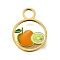 304 Stainless Steel Enamel Charms, Ion Plating(IP), Real 14K Gold Plated, Apple, 13x10x1mm, Hole: 2.5mm