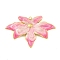 Ion Plating(IP) 304 Stainless Steel Pendants, with Enamel, Real 18K Gold Plated, Leaf Charm, Lavender Blush, 40x26x3mm, Hole: 1.2mm