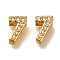 Rack Plating Number Brass Micro Pave Clear Cubic Zirconia Silde Charms, Long-Lasting Plated, Lead Free & Cadmium Free, Large Hole Bead, Real 18K Gold Plated, 8.8x6x4.5mm, Hole: 6.5x1.5mm