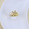 Natural Freshwater Pearl with Clear Cubic Zirconia Cuff Rings, Golden, Starfish, Inner Diameter: 15~19mm