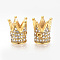 304 Stainless Steel Beads, with Crystal Rhinestones, Crown, Golden, 12x10mm, Hole: 1mm