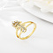 Brass Micro Pave Cubic Zirconia Finger Rings, Cadmium Free & Nickel Free & Lead Free, for Women, Letter F, US Size 3(14mm)