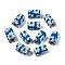 Handmade Polymer Clay Beads, Column with Jewelry Crafts Pattern, Steel Blue, 11x6~7.5mm, Hole: 2~3mm