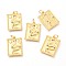 Brass Micro Pave Clear Cubic Zirconia Charms, Rectangle with Snake, Real 18K Gold Plated, 20.5x15x1.8mm, Hole: 3.4mm