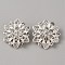 Flower Sew on Rhinestone, Alloy & Glass Rhinestone Multi-Strand Links, for Costume Bag Hat Accessories, Silver, 22x20x7.5mm, Hole: 2mm