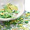 Rainbow Iridescent PVC Paillette/Sequins Beads & Links & Pendants, Mixed Shapes, Flower/Snowflake/Oval, Lime Green, 4~20x4~20x0.3~6mm, Hole: 0.8~4mm, about 131pcs/bag