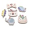 Nature Theme Printed Basswood Pendants, Back Random Color, Mixed Shapes, Mixed Color, 24~40x17~40x3mm, Hole: 1.6~2mm