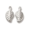 Non-Tarnish 201 Stainless Steel Pendants, Leaf Charm, Stainless Steel Color, 18x9x3mm, Hole: 1.5mm