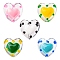 5Pcs 5 Colors Transparent Glass Heart Beads, Hand Drawn Beads, with Enamel, Mixed Color, 12x11.5~12.5x6.5~7mm, Hole: 0.8~1mm, 1Pc/color