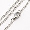 Tarnish Resistant Trendy Unisex 304 Stainless Steel Cable Chain Necklaces, with Lobster Clasps, Stainless Steel Color, 17.7 inch(44.9cm), 2.5x2x0.5mm