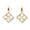 Brass Micro Pave Cubic Zirconia Pendants, Cadmium Free & Nickel Free & Lead Free, with Shell, Rhimbus with Flower Charm, Real 18K Gold Plated, 18x15x1.5mm, Hole: 5x2.5mm