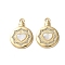 Brass Micro Pave Cubic Zirconia Pendants, with Shell, Flat Round Charms, Real 18K Gold Plated, Rack Plating, Lasting Plated, Cadmium Free & Lead Free, with Jump Ring, Heart, 27x20.5x4mm, Hole: 3mm