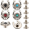 CRASPIRE 1 Box 8 Sets Horseshoe Screw Back Buttons Western Cowboy Style Decorative Leather Buckles 19mm Turquoise Gemstone Conchos Metal Vintage Retro Castings Rivets Studs for DIY Craft Fabrics