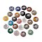 Natural & Synthetic Mixed Stone Pendants, Flat Round Charms, with Platinum Tone Brass Flower with Butterfly Findings, Cadmium Free & Nickel Free & Lead Free, Mixed Dyed and Undyed, 30~35x28~32x10~10.5mm, Hole: 2mm