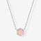 Brass Pave Natural Rose Quartz Hexagon Pendant Necklaces for Women, Silver Color Plated, Pink, 15.75 inch(40cm)