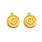 Golden Plated Alloy Enamel Charms, Enamelled Sequins, Flat Round with Alphabet, Letter.G, Yellow, 14x12x2mm, Hole: 1.5mm