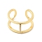 Clear Cubic Zirconia Initial Letter Open Cuff Ring, Real 18K Gold Plated Brass Double Line Ring for Women, Lead Free & Cadmium Free, Letter.I, US Size 6(16.5mm)