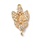 Brass Micro Pave Cubic Zirconia Connector Charms, Nickel Free, Butterfly Links, Golden, Clear, 27x14x2.5mm, Hole: 1.5mm