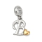 Brass European Dangle Charms, Heart Letter Large Hole Pendants, Platinum & Golden, Letter B, 25.5~30.5mm, Hole: 6mm