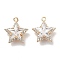 Brass Micro Pave Clear Cubic Zirconia Pendants, Cadmium Free & Nickel Free & Lead Free, with Glass, Star Charm, Real 18K Gold Plated, 13x12x5.5mm, Hole: 1.2mm