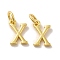 Brass Pendants, Cadmium Free & Nickel Free & Lead Free, with Jump Ring, Letter X, 10x7x1.5mm, Ring: 5x1mm, inner diameter: 3mm
